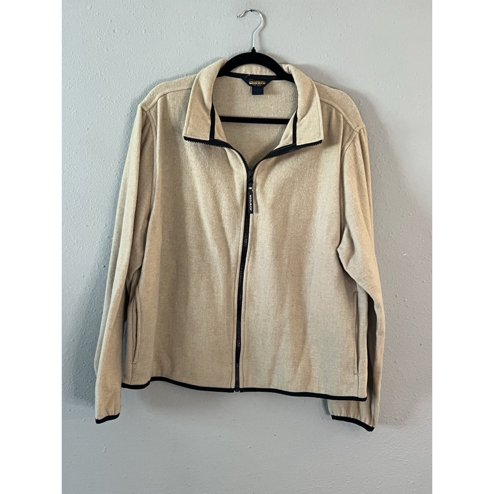 Woolrich Full Zip Fleece Jacket Beige Cream Lightweight Outdoor Women's XL
